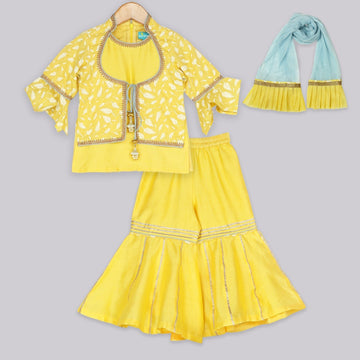 Belle Yellow Sharara SetSharara setFREE SPARROW