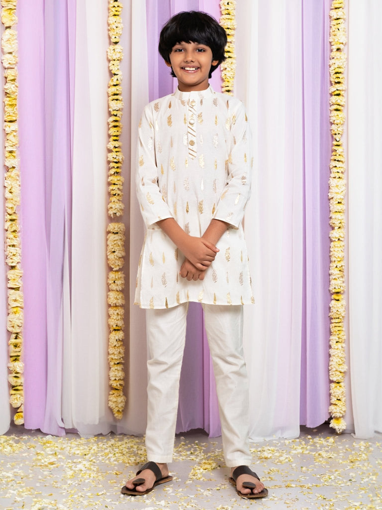 Chanderi Embroidered Ivory Kurta Pyjama SetKURTA SETFREE SPARROW