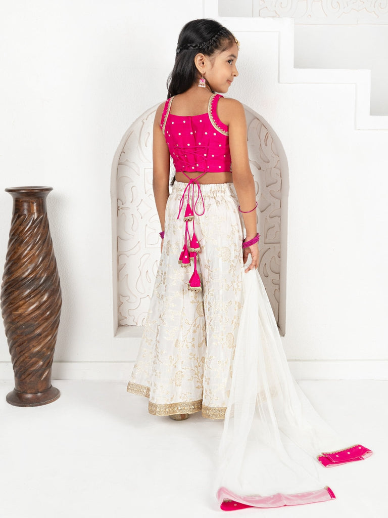 Classic Ivory Rani Pink Palazzo SetPALAZZOFREE SPARROW