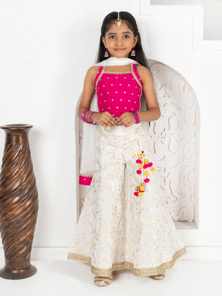 Classic Ivory Rani Pink Palazzo SetPALAZZOFREE SPARROW