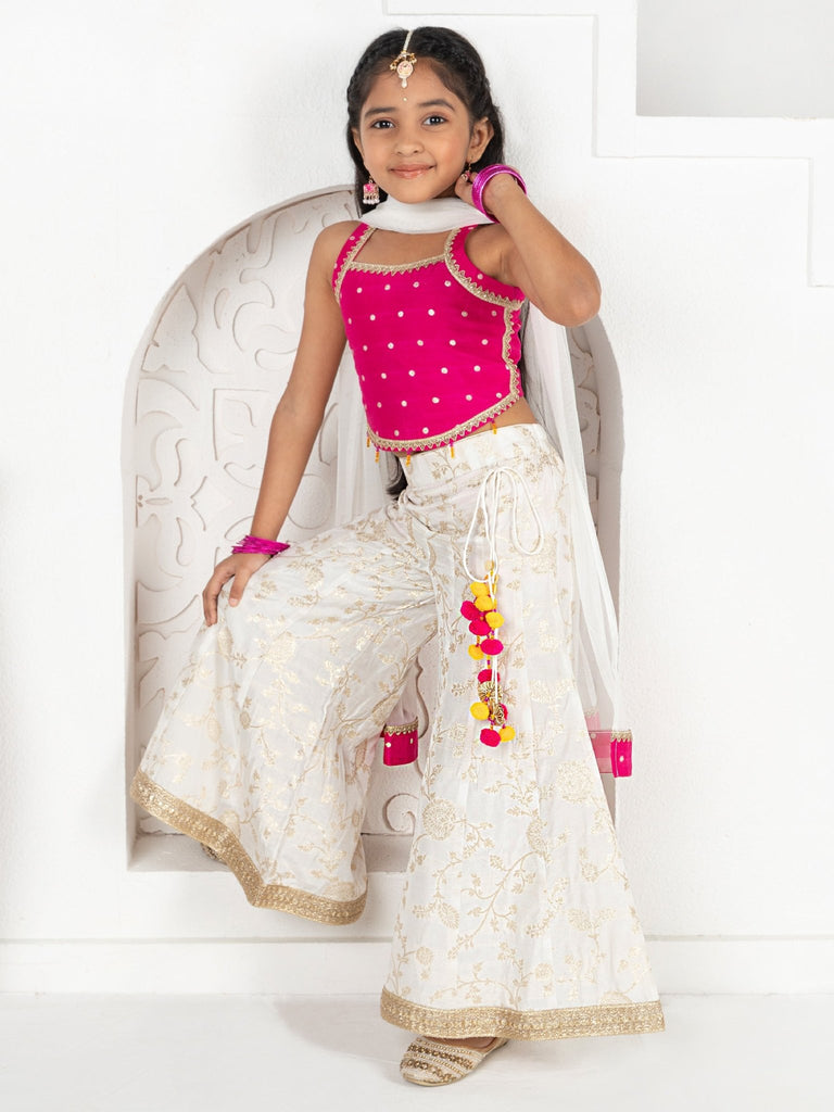 Classic Ivory Rani Pink Palazzo SetPALAZZOFREE SPARROW