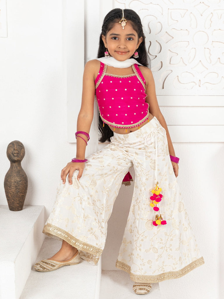 Classic Ivory Rani Pink Palazzo SetPALAZZOFREE SPARROW