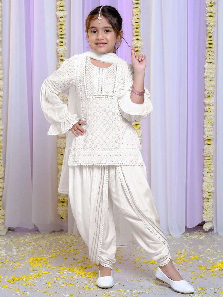 Embroidered Georgette Kurti Dhoti SetDhoti KurtiFREE SPARROW