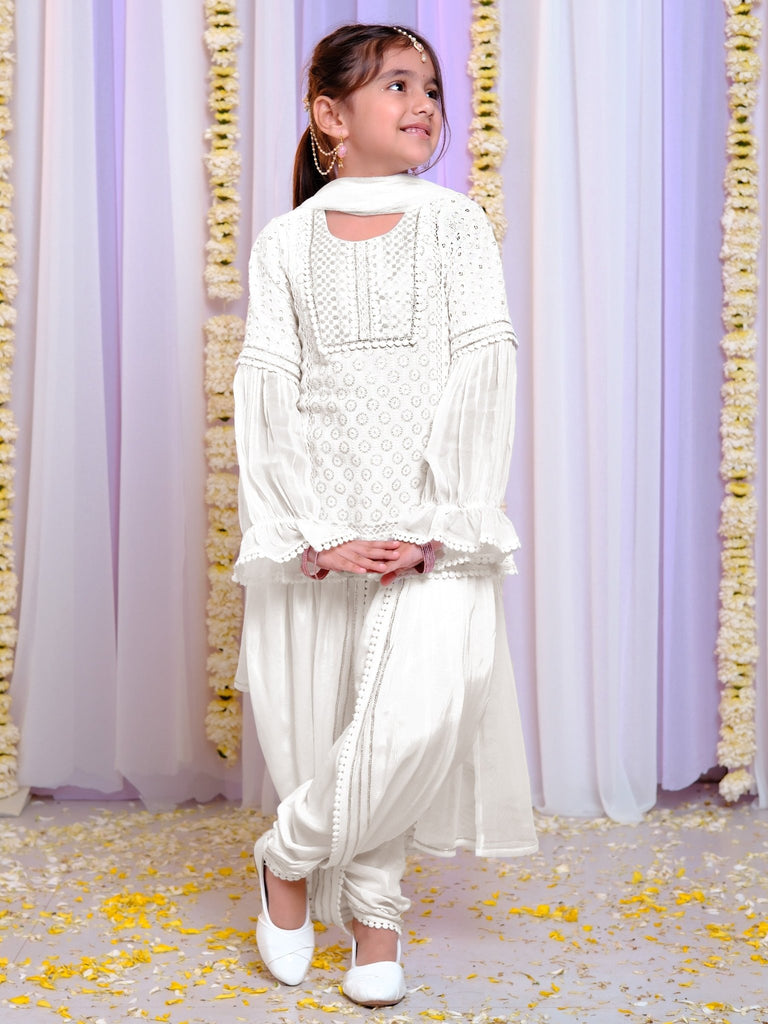 Embroidered Georgette Kurti Dhoti SetDhoti KurtiFREE SPARROW
