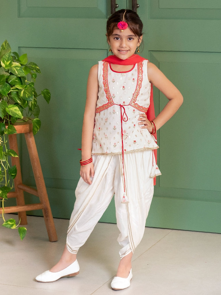 Embroidered Jacket Kurti Dhoti SetDhoti KurtiFREE SPARROW