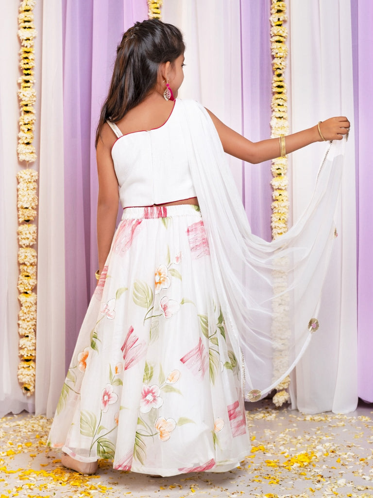 Handpainted Floral Organza Lehenga setLEHENGAFREE SPARROW