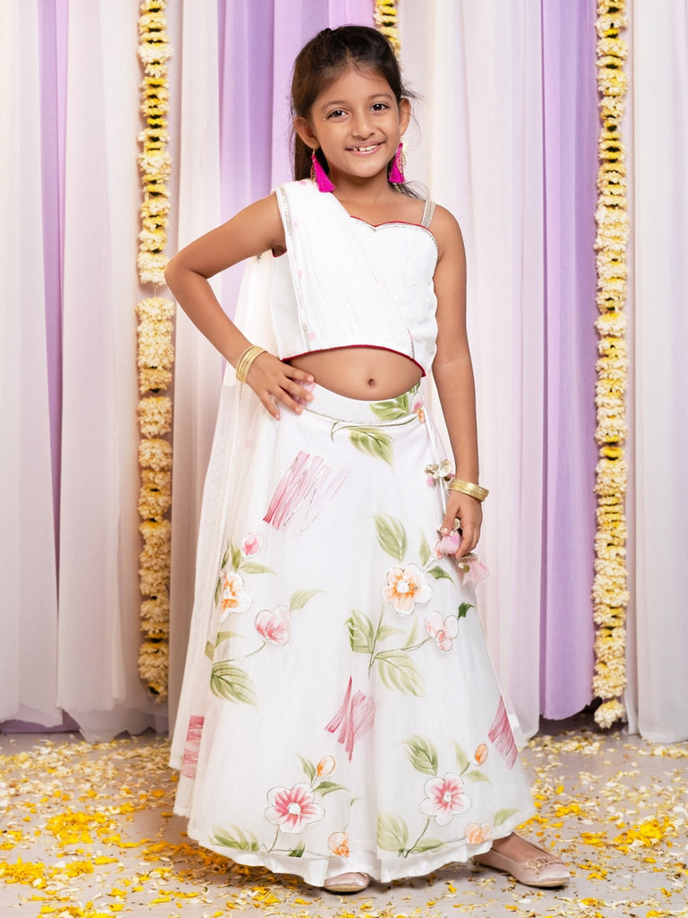 Handpainted Floral Organza Lehenga setLEHENGAFREE SPARROW