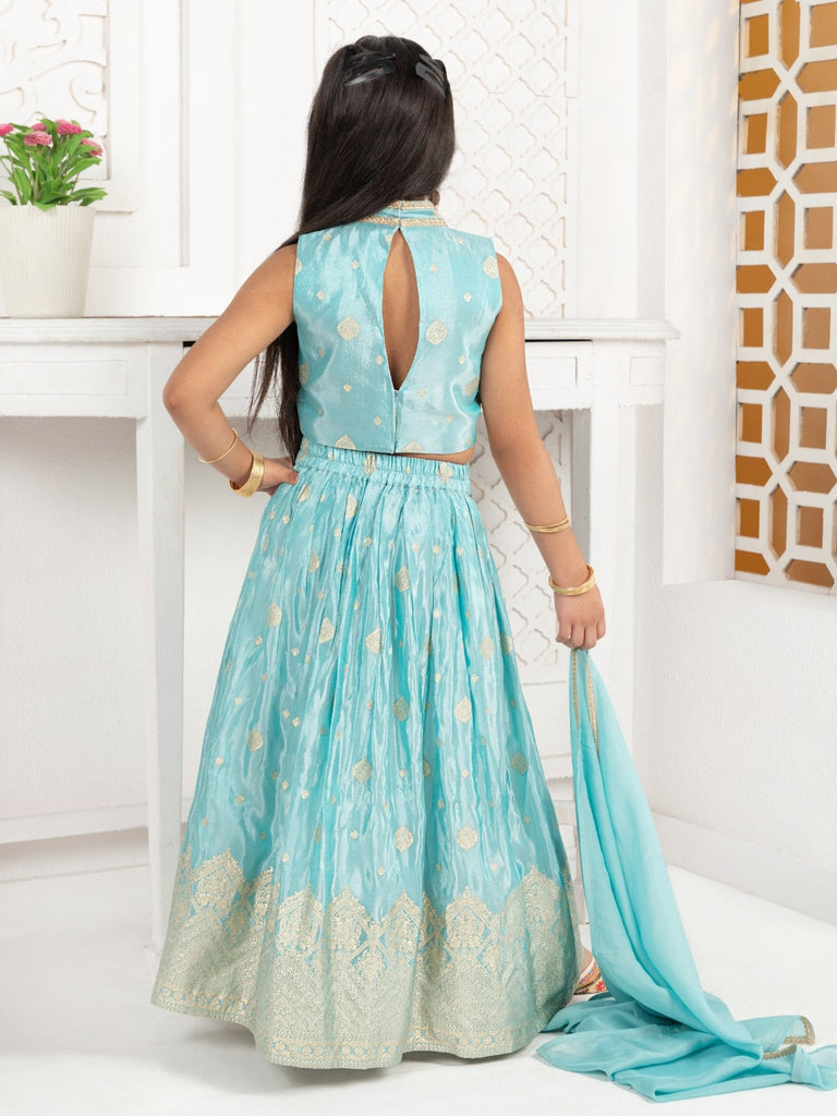 Ice Blue Tissue Jacquard Lehenga SetLEHENGAFREE SPARROW