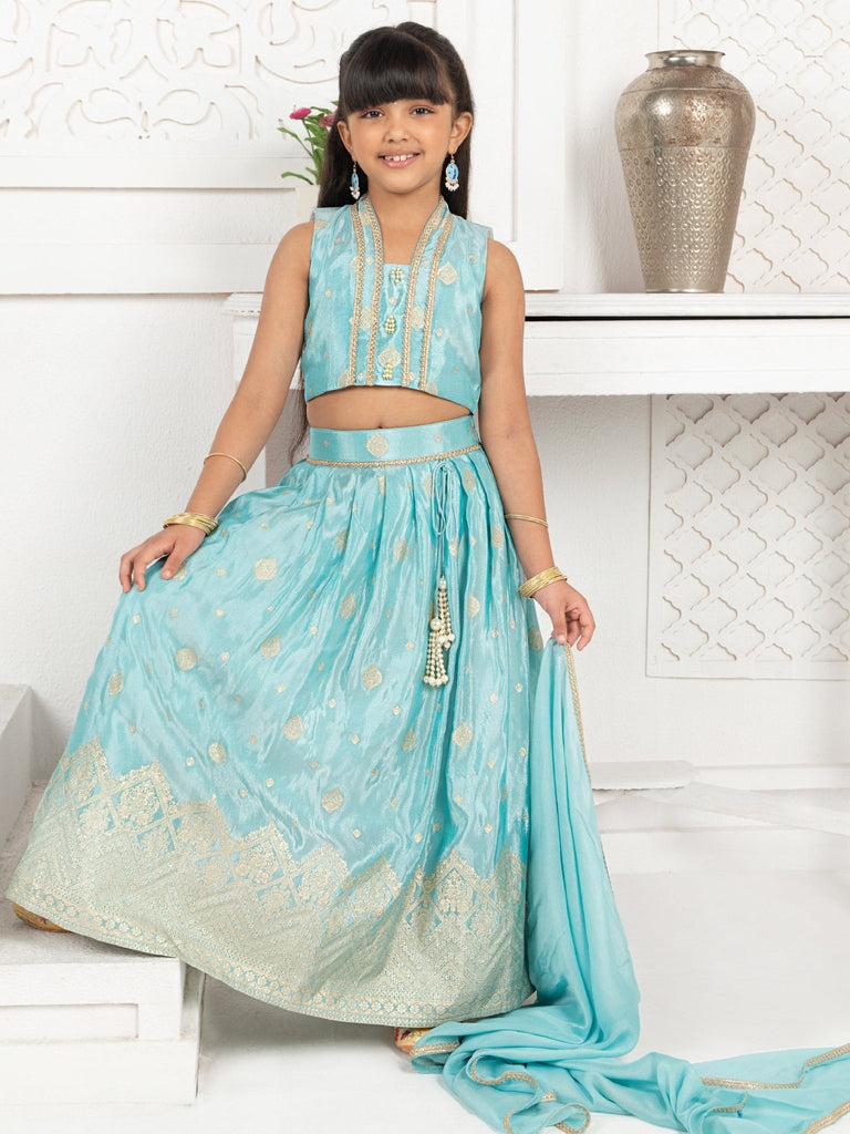 Ice Blue Tissue Jacquard Lehenga SetLEHENGAFREE SPARROW
