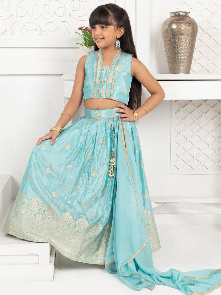 Ice Blue Tissue Jacquard Lehenga SetLEHENGAFREE SPARROW
