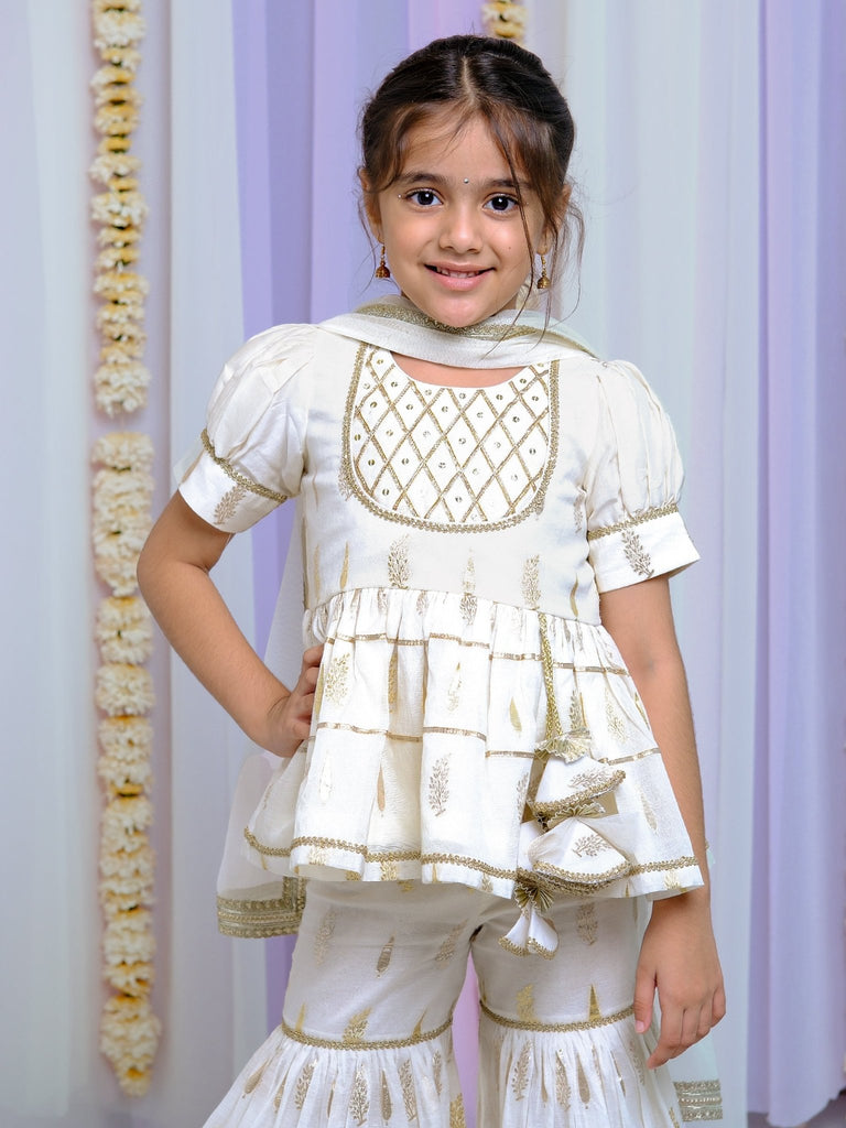 Ivory Peplum Sharara SetSHARARAFREE SPARROW