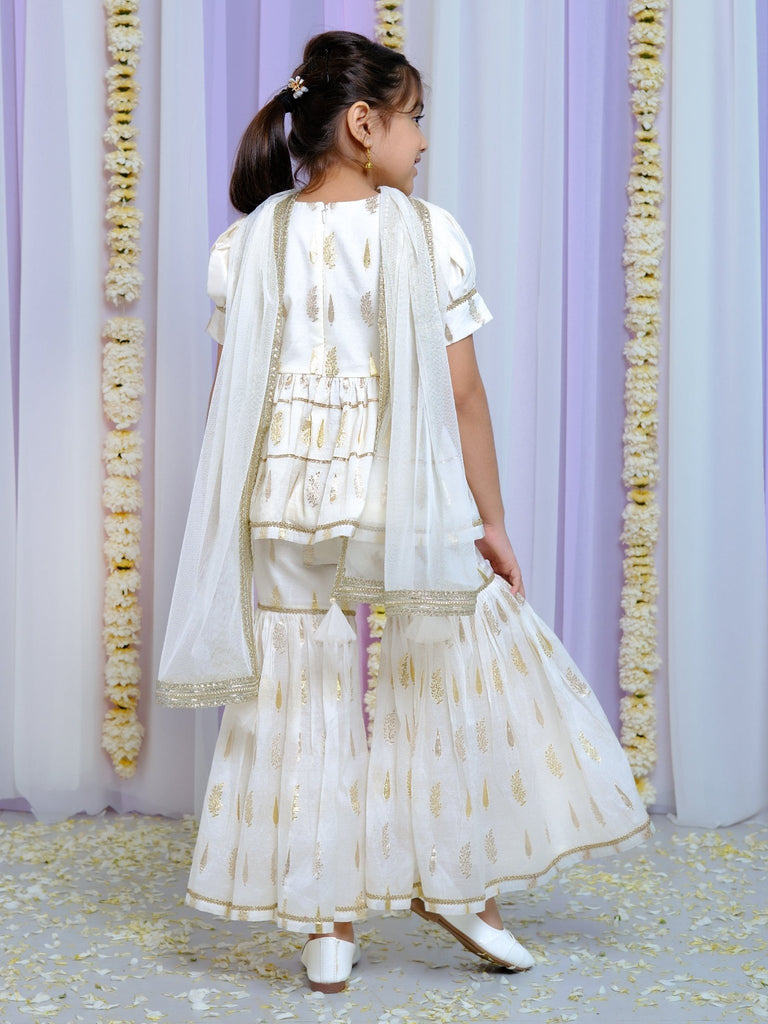 Ivory Peplum Sharara SetSHARARAFREE SPARROW