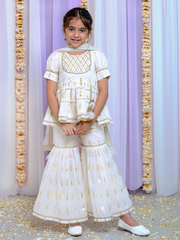 Ivory Peplum Sharara SetSHARARAFREE SPARROW