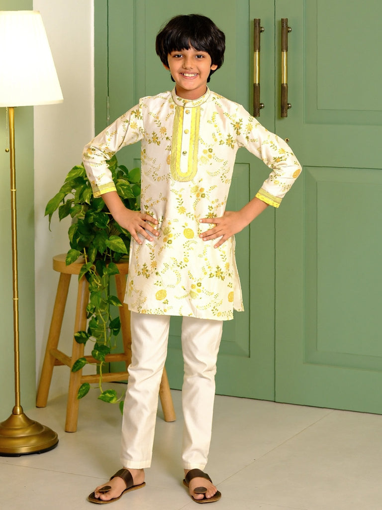 Ivory Printed Kurta Pyjama SetKURTA SETFREE SPARROW