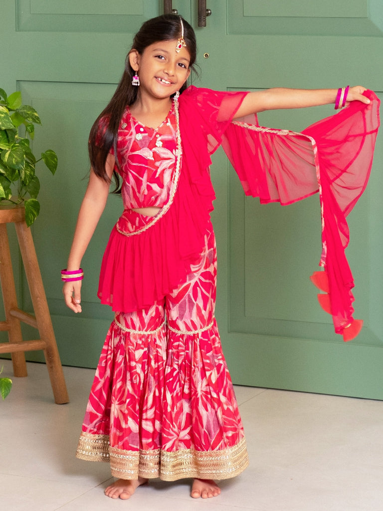 Multicolour Attached Dupatta Sharara SetSHARARAFREE SPARROW