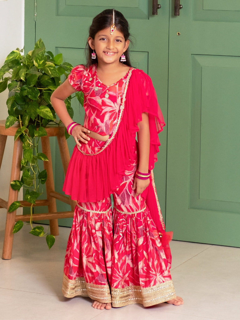 Multicolour Attached Dupatta Sharara SetSHARARAFREE SPARROW