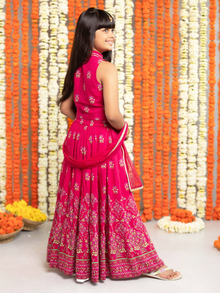 Pinted Maroon Lehenga SetLEHENGAFREE SPARROW