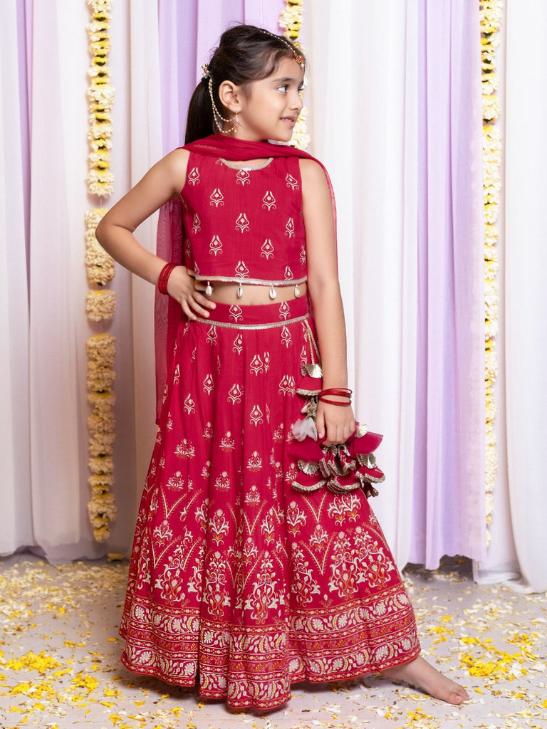 Printed Red Lehenga SetLEHENGAFREE SPARROW