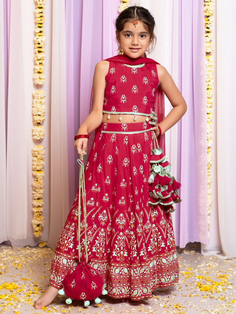 Printed Red Lehenga SetLEHENGAFREE SPARROW