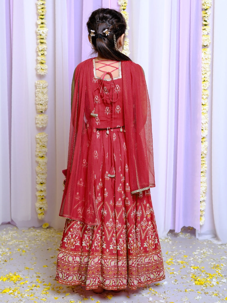 Printed Red Lehenga SetLEHENGAFREE SPARROW