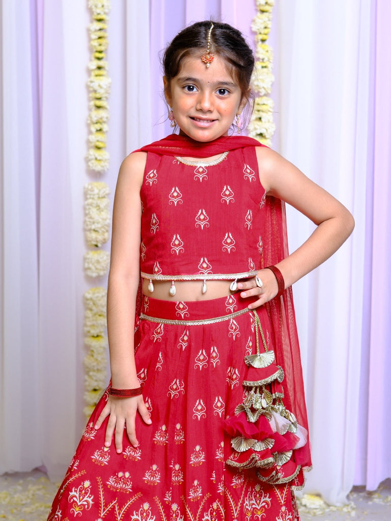 Printed Red Lehenga SetLEHENGAFREE SPARROW