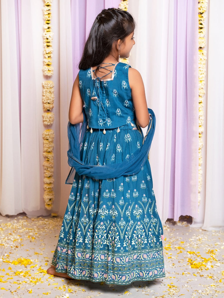 Printed Turquoise Lehenga SetLEHENGAFREE SPARROW