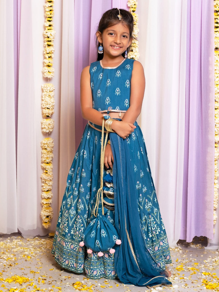 Printed Turquoise Lehenga SetLEHENGAFREE SPARROW