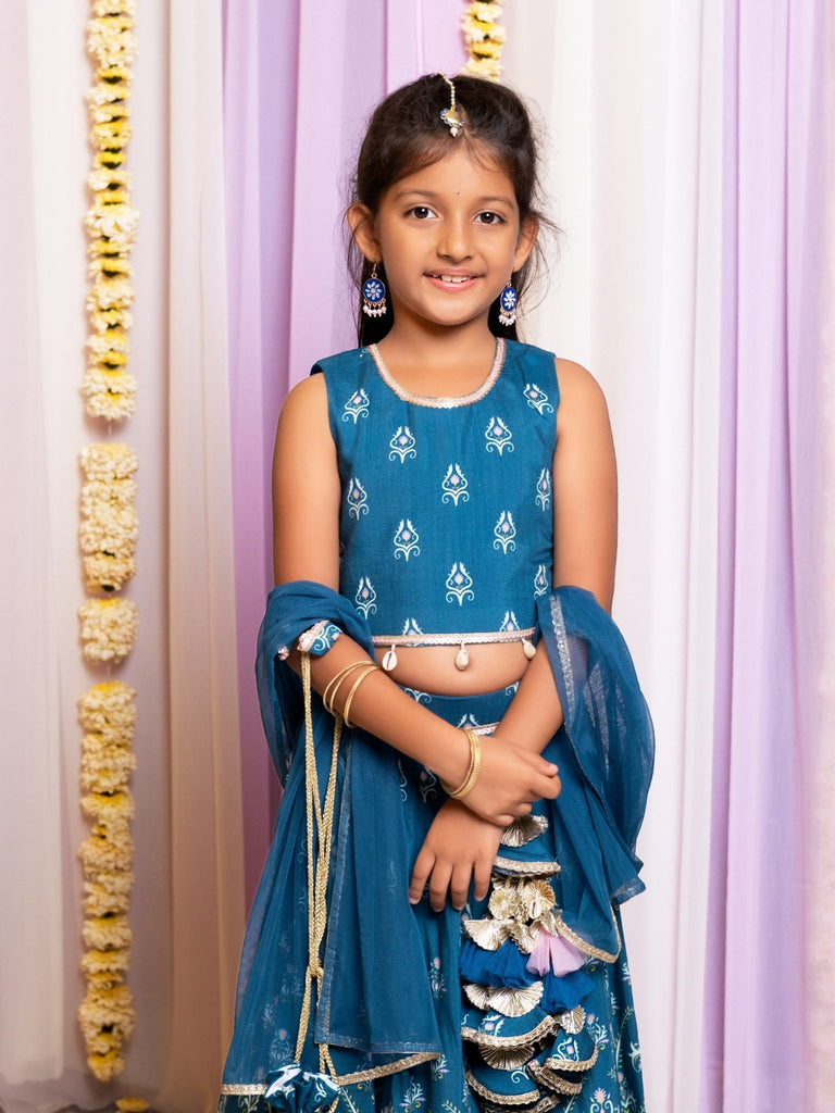 Printed Turquoise Lehenga SetLEHENGAFREE SPARROW