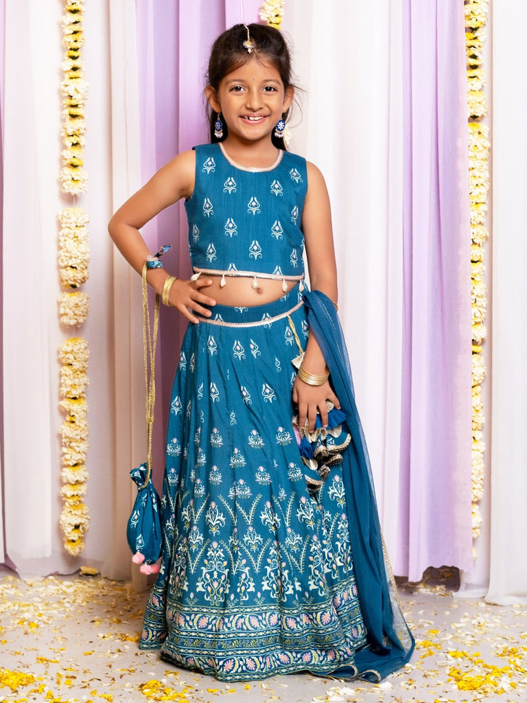 Printed Turquoise Lehenga SetLEHENGAFREE SPARROW