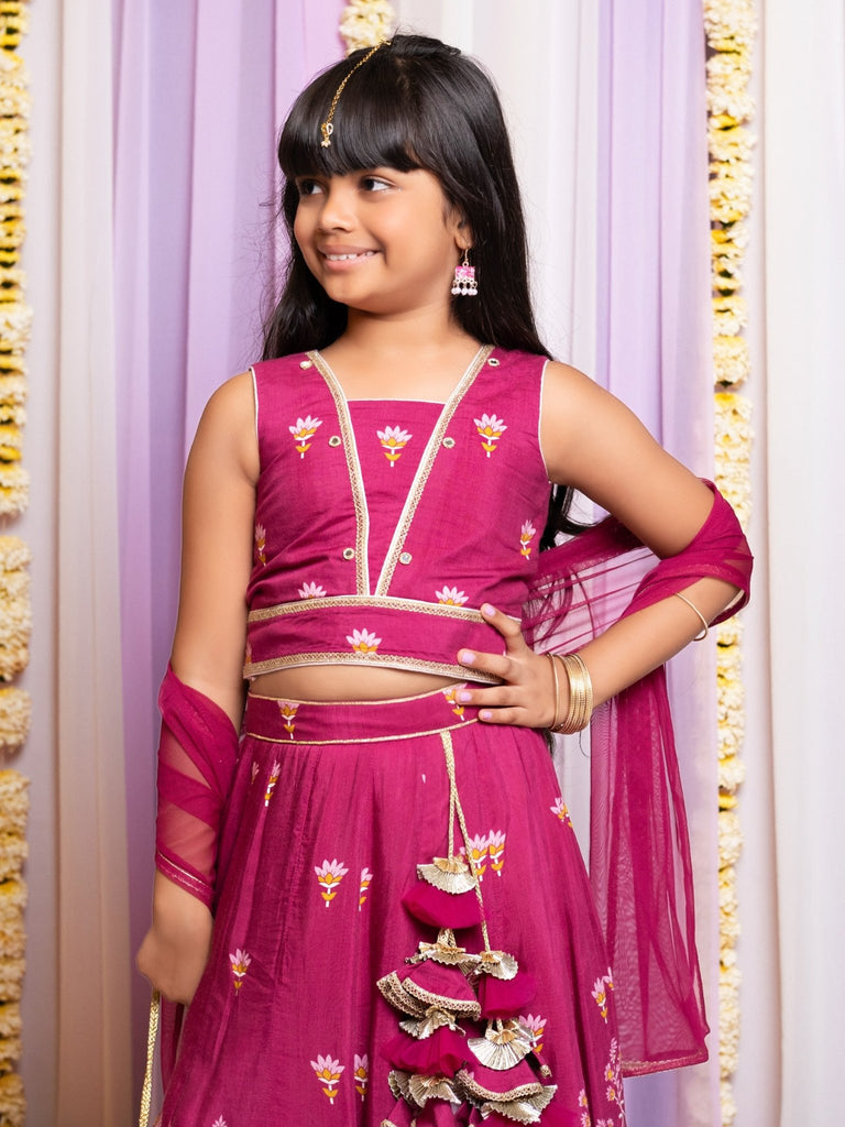 Printed Wine Lehenga SetLEHENGAFREE SPARROW