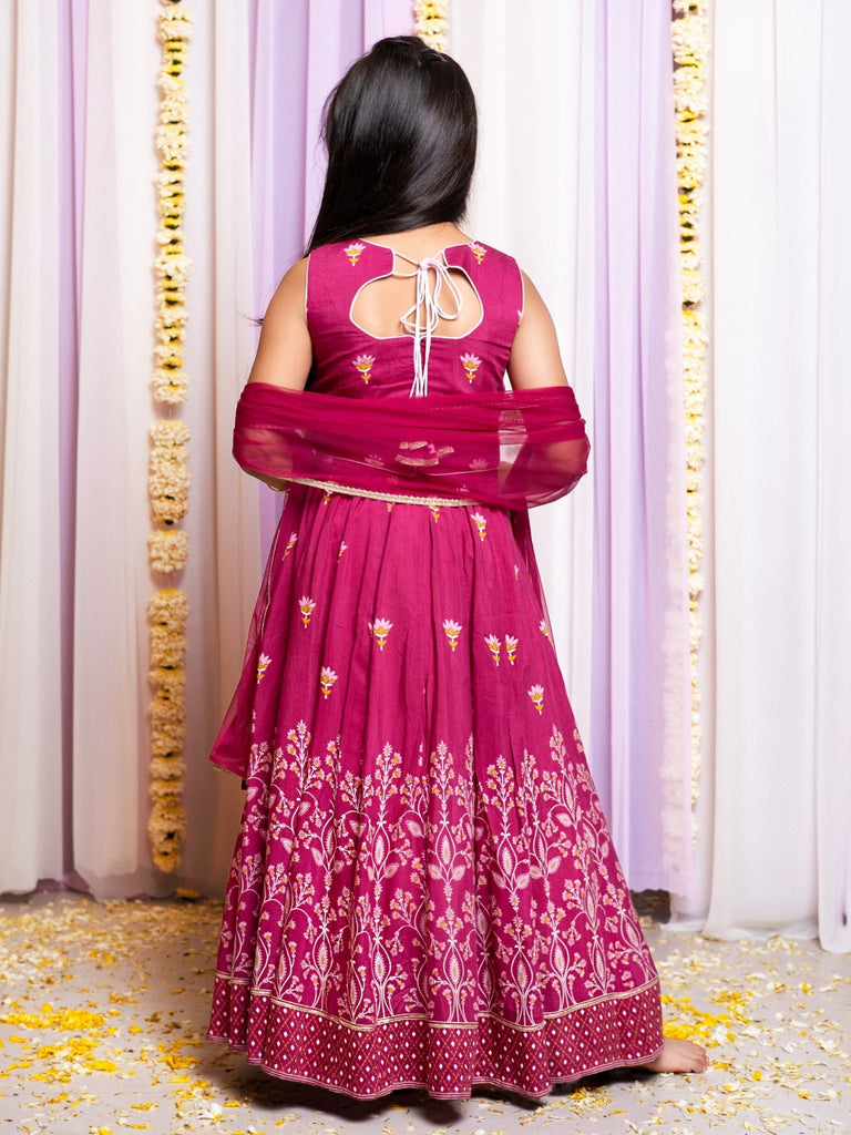 Printed Wine Lehenga SetLEHENGAFREE SPARROW