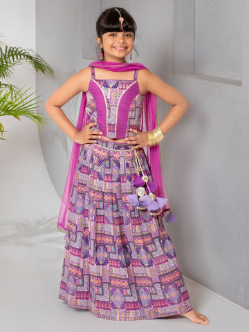 Purple Jacquard Lehenga SetLEHENGAFREE SPARROW