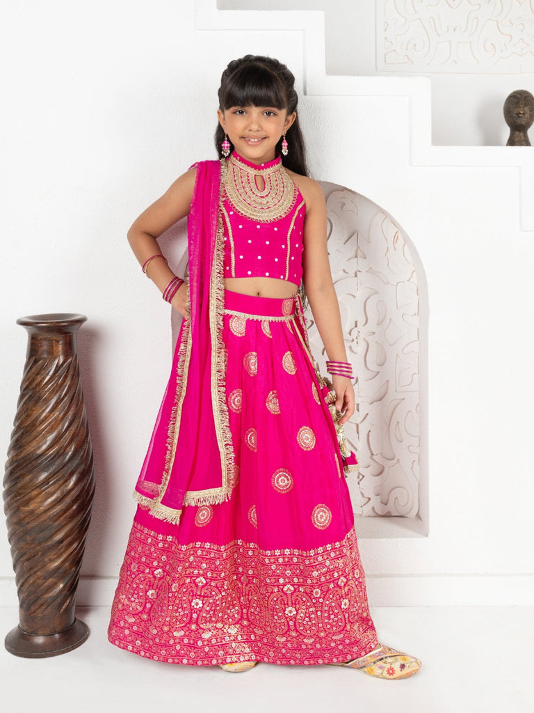 Rani Pink Jacquard Lehenga SetLEHENGAFREE SPARROW