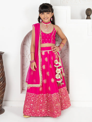 Rani Pink Jacquard Lehenga SetLEHENGAFREE SPARROW