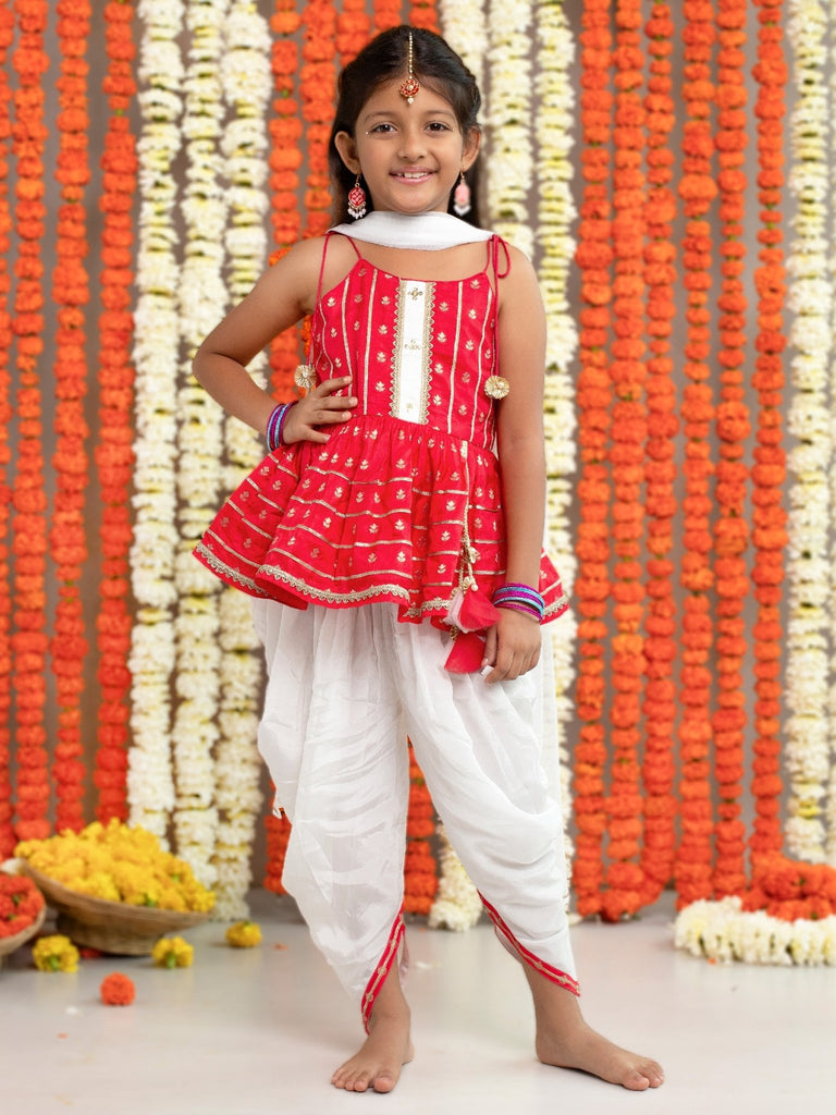 Red Peplum Dhoti SetDhoti KurtiFREE SPARROW