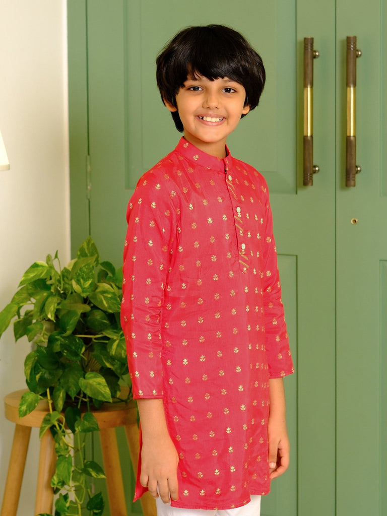 Red Silk Kurta Pyjama SetKURTA SETFREE SPARROW