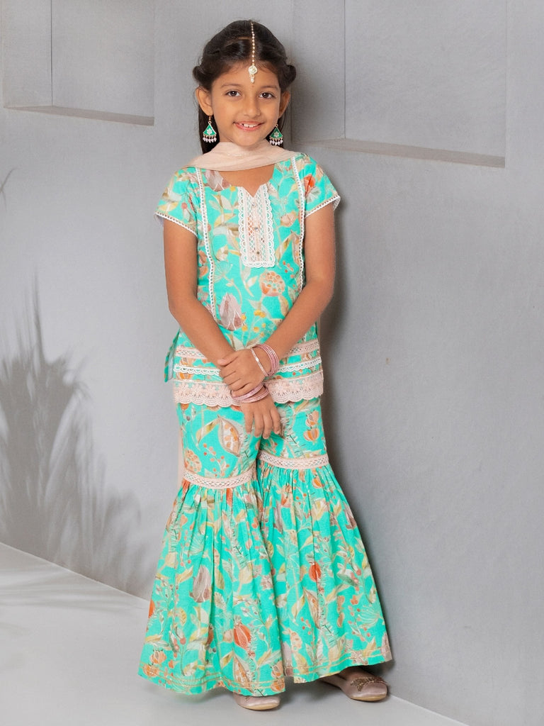Sea Green Sharara SetSHARARAFREE SPARROW