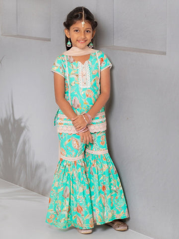 Sea Green Sharara SetSHARARAFREE SPARROW