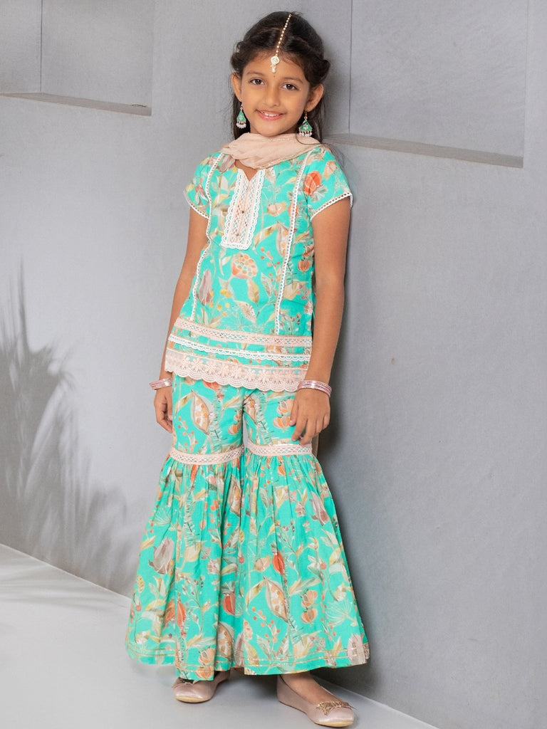 Sea Green Sharara SetSHARARAFREE SPARROW