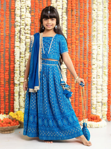 Teal Embroidered Georgette Lehenga SetLEHENGAFREE SPARROW