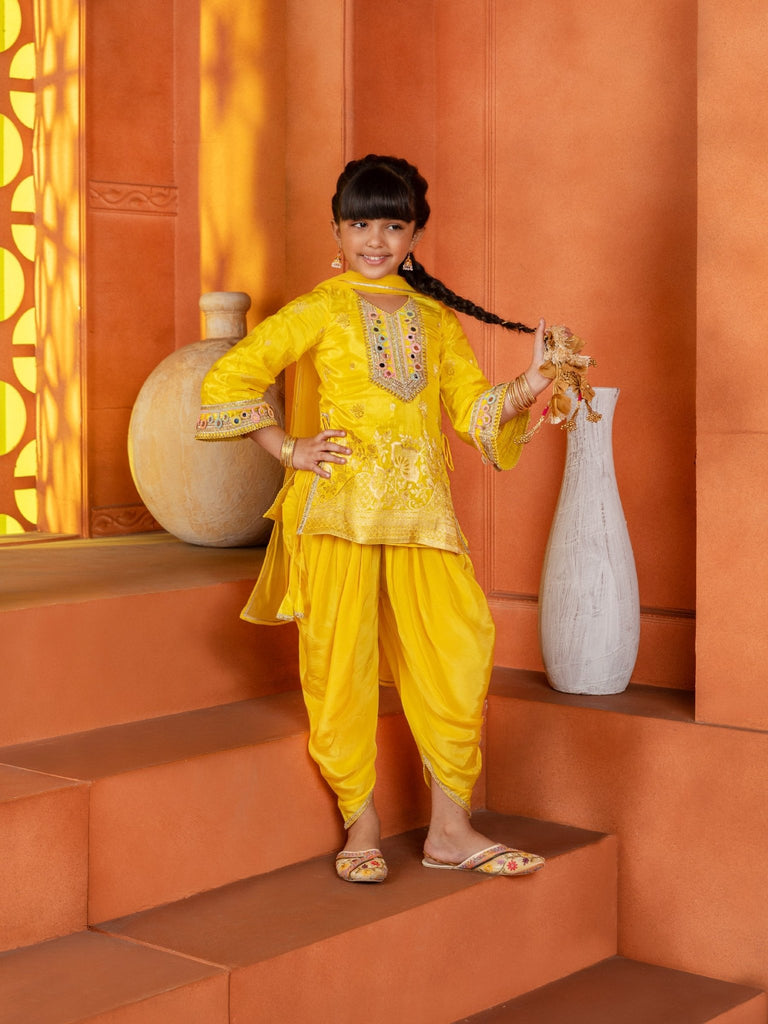 Yellow Gold Dhoti SetDhoti KurtiFREE SPARROW