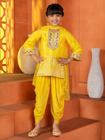 Yellow Gold Dhoti SetDhoti KurtiFREE SPARROW
