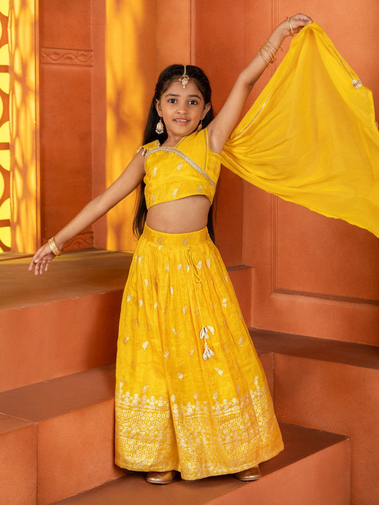 Yellow Gold Jacquard Lehenga SetLEHENGAFREE SPARROW
