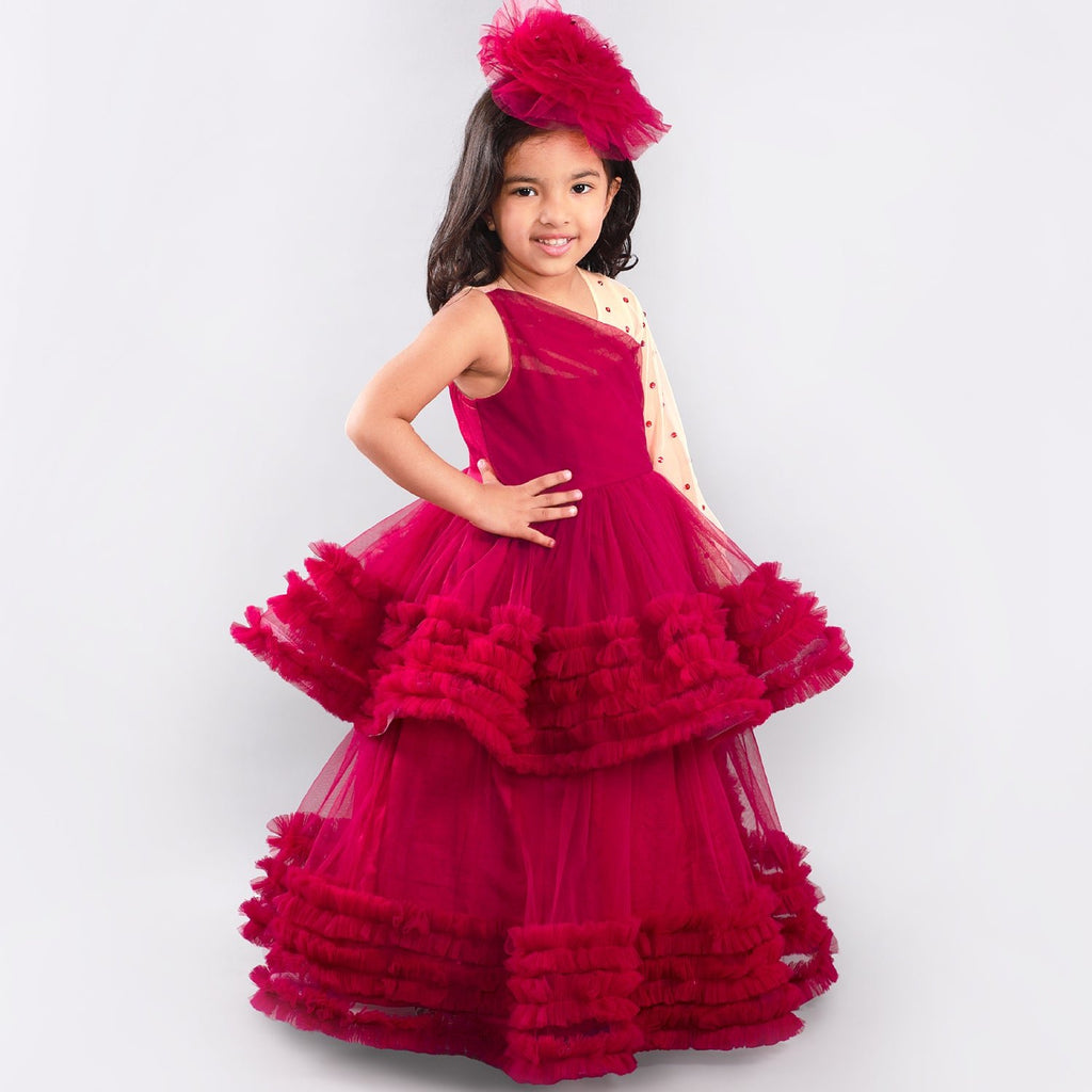 Crushed Berry Gown With Hair ClipGOWNFREE SPARROW