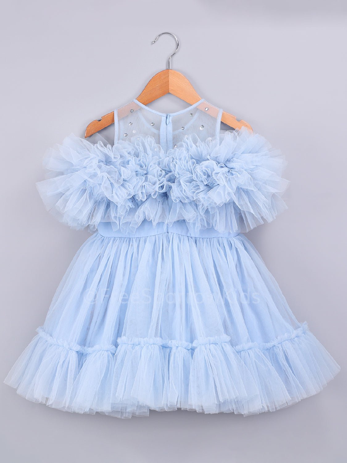 Frosted Blue Dress With Hair Clip FREE SPARROW Frosted Blue Dress With Hair Clip FREE SPARROW