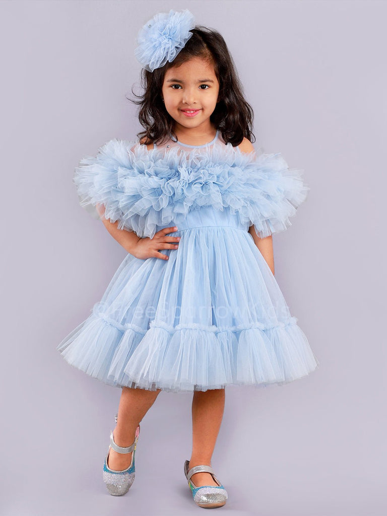 Frosted Blue Dress With Hair ClipDressFREE SPARROW