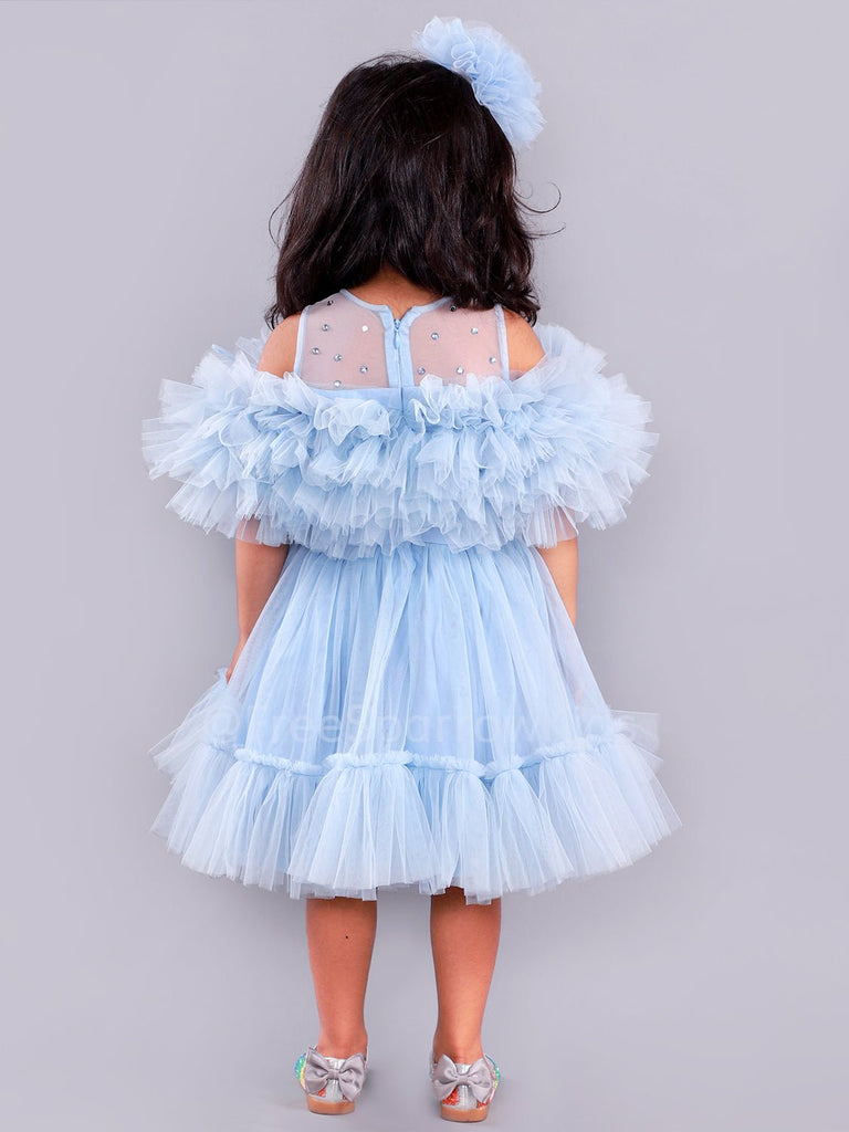 Frosted Blue Dress With Hair ClipDressFREE SPARROW