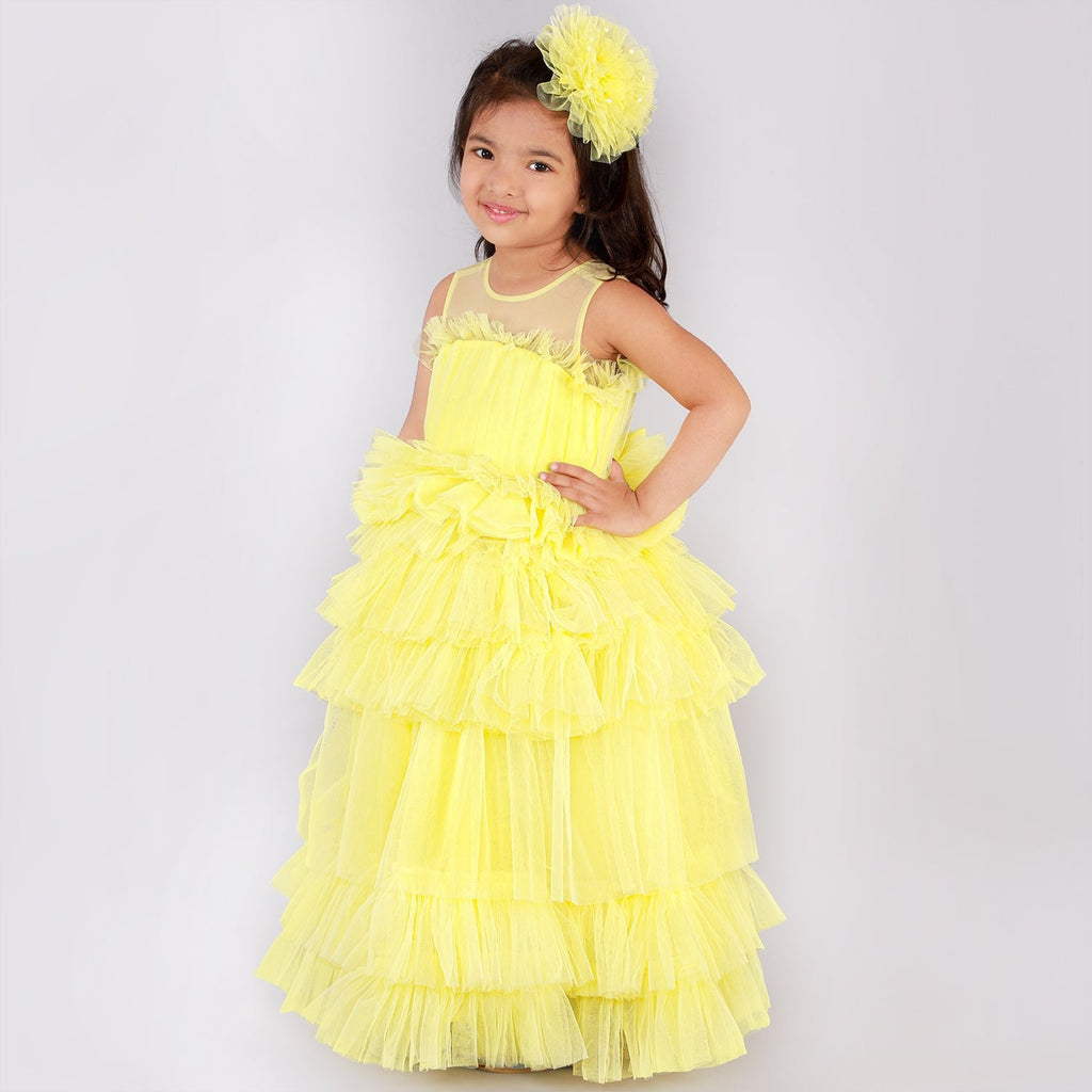 Lemon Splash Gown With Hair ClipGOWNFREE SPARROW