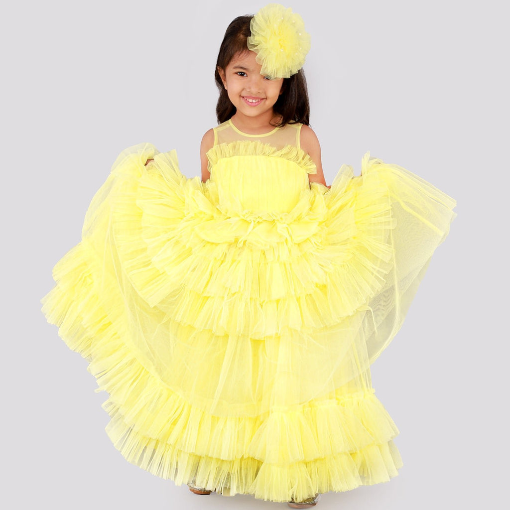 Lemon Splash Gown With Hair ClipGOWNFREE SPARROW