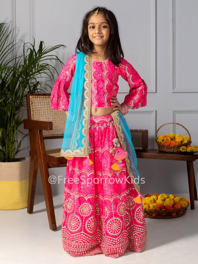 Magenta Bandhani Lehenga SetLEHENGAFREE SPARROW